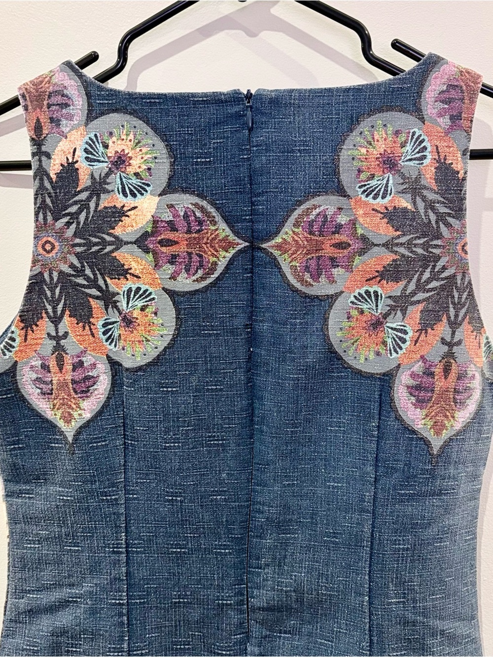 Desigual Sibylle Denim Mandala Paisley Shift Mini Dress - Size 40 / US 8 - Picture 6 of 9